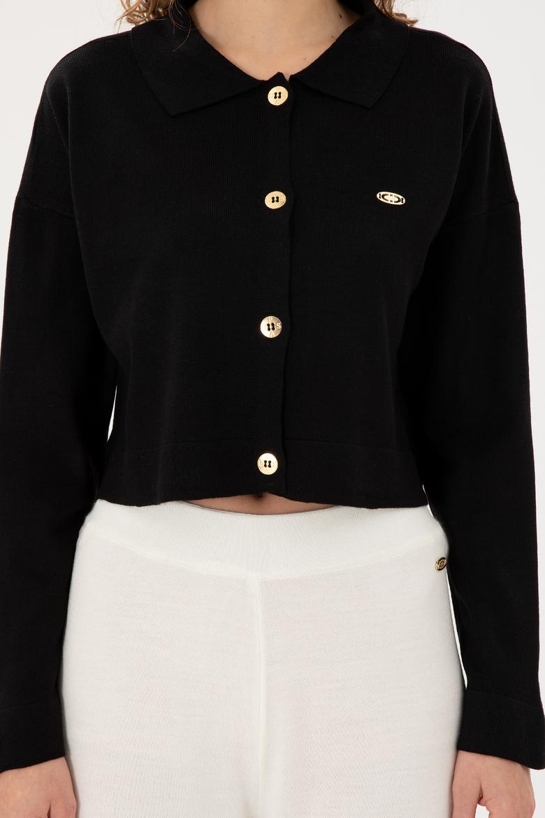 Kadın Siyah Triko Hırka - 50297152023