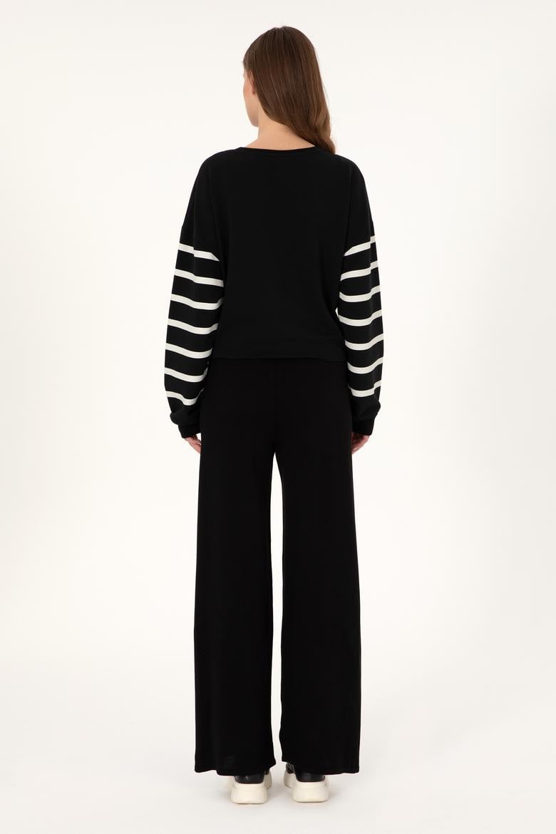 Kadın Siyah Loose Fit Triko Pantolon - 50297151025