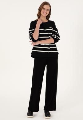 Kadın Siyah Loose Fit Triko Pantolon - 50297151025