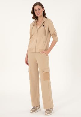 Kadın Kum Kapüşonlu Fermuarlı Sweatshirt - 50297297022