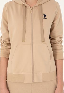Kadın Kum Kapüşonlu Fermuarlı Sweatshirt - 50297297022