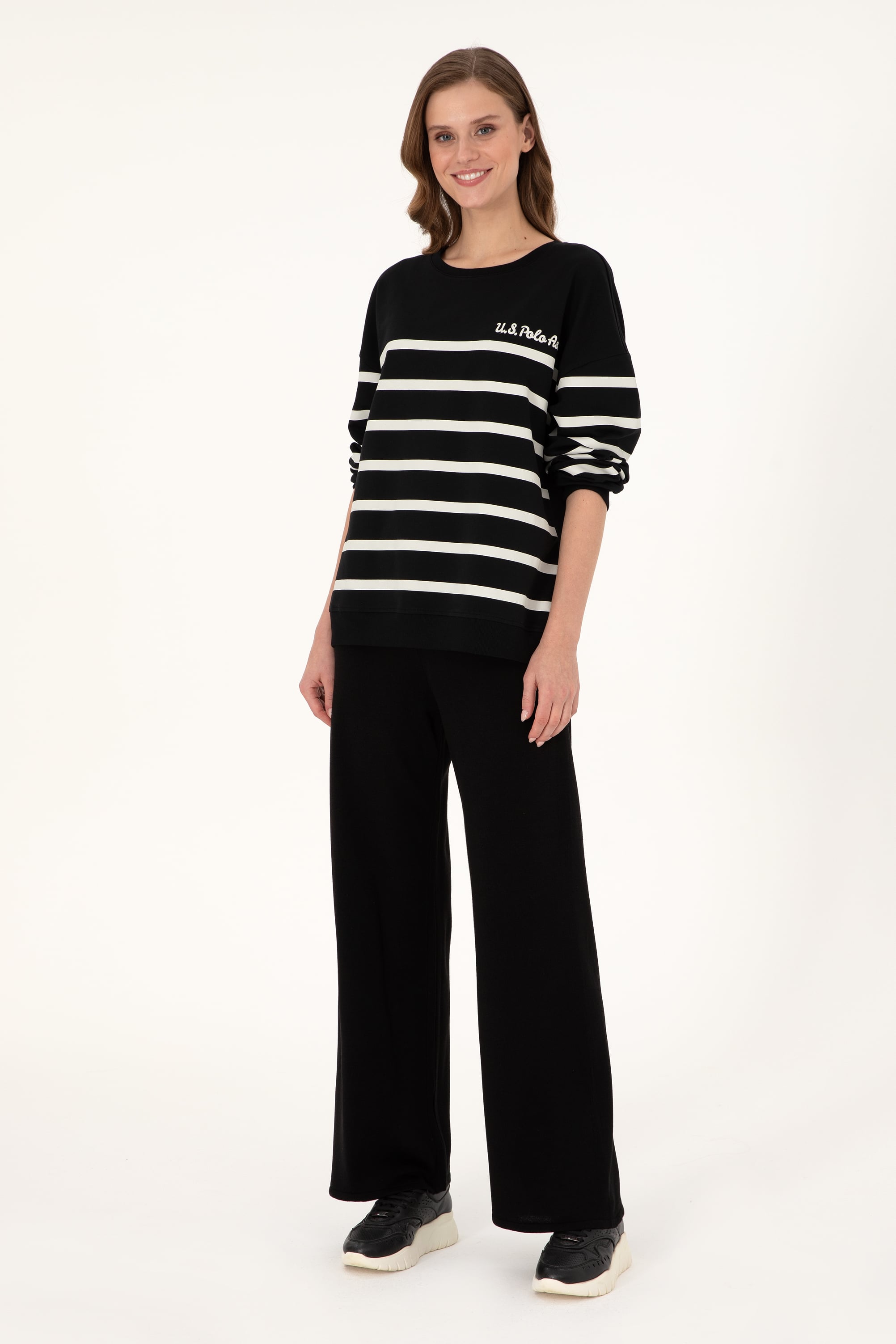 Kadın Siyah Loose Fit Triko Pantolon - Image 1