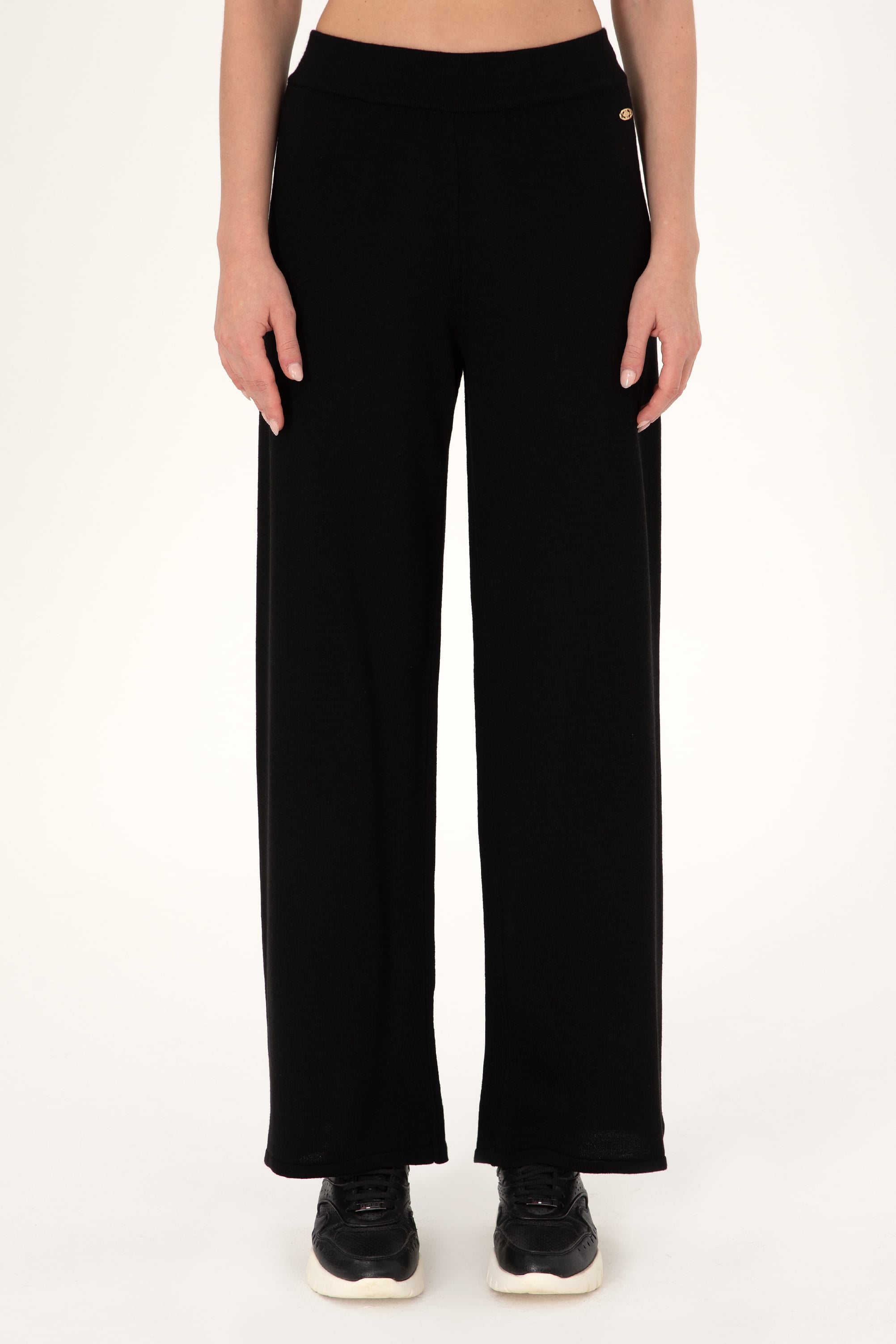 Kadın Siyah Loose Fit Triko Pantolon