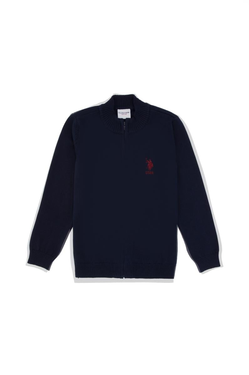 Erkek Çocuk Lacivert Fermuarlı Triko Hırka