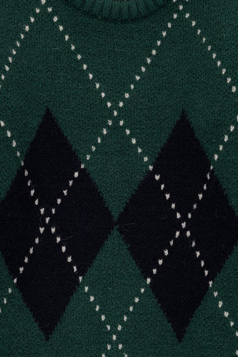 Erkek Çocuk Koyu Yeşil Bisiklet Yaka Kazak - 50295513026