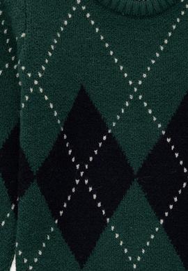 Erkek Çocuk Koyu Yeşil Bisiklet Yaka Kazak - 50295513026