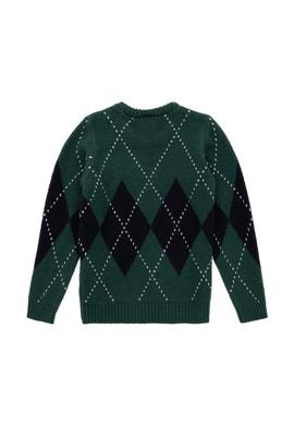 Erkek Çocuk Koyu Yeşil Bisiklet Yaka Kazak - 50295513026