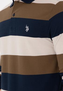 Erkek Regular Fit Polo Yaka Haki Sweatshirt - 50293428076