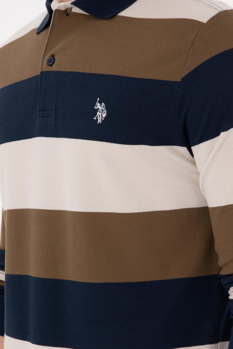 Erkek Regular Fit Polo Yaka Haki Sweatshirt - 50293428076