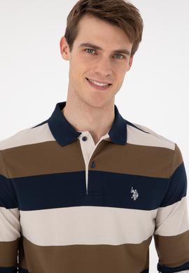 Erkek Regular Fit Polo Yaka Haki Sweatshirt - 50293428076