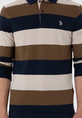 Erkek Regular Fit Polo Yaka Haki Sweatshirt - 50293428076