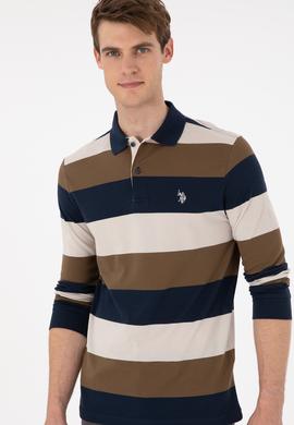 Erkek Regular Fit Polo Yaka Haki Sweatshirt - 50293428076