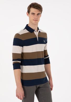 Erkek Regular Fit Polo Yaka Haki Sweatshirt - 50293428076