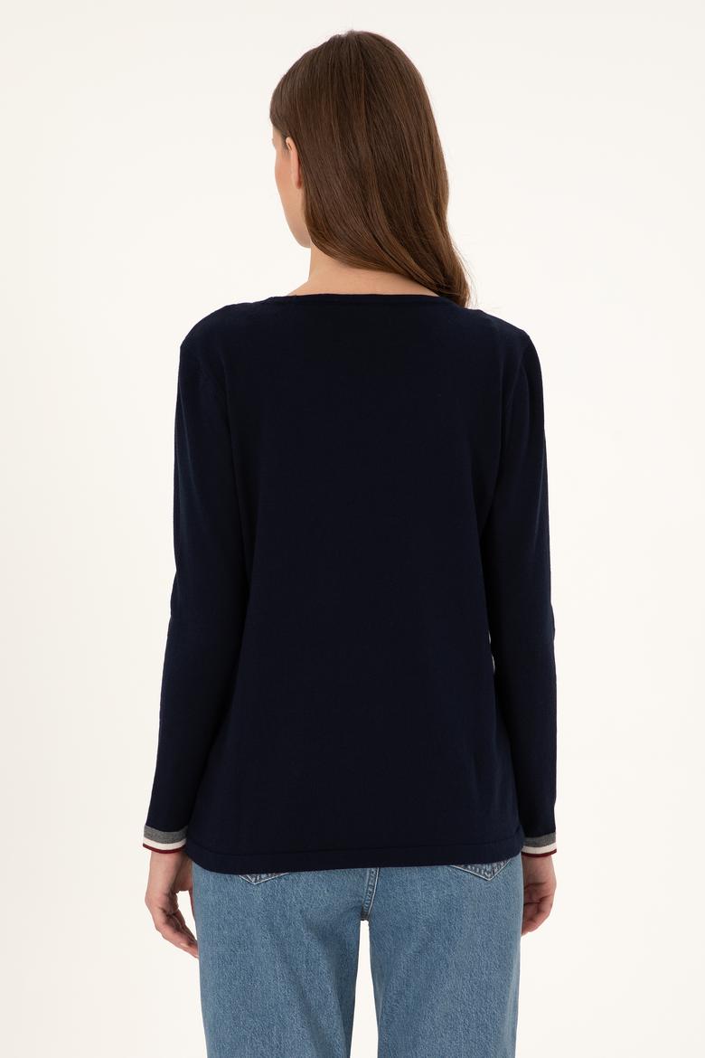 Kadın Lacivert Bisiklet Yaka Kazak - 50297133005