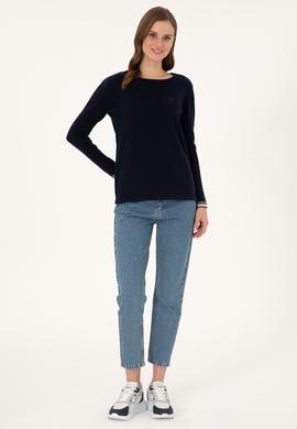 Kadın Lacivert Bisiklet Yaka Kazak - 50297133005