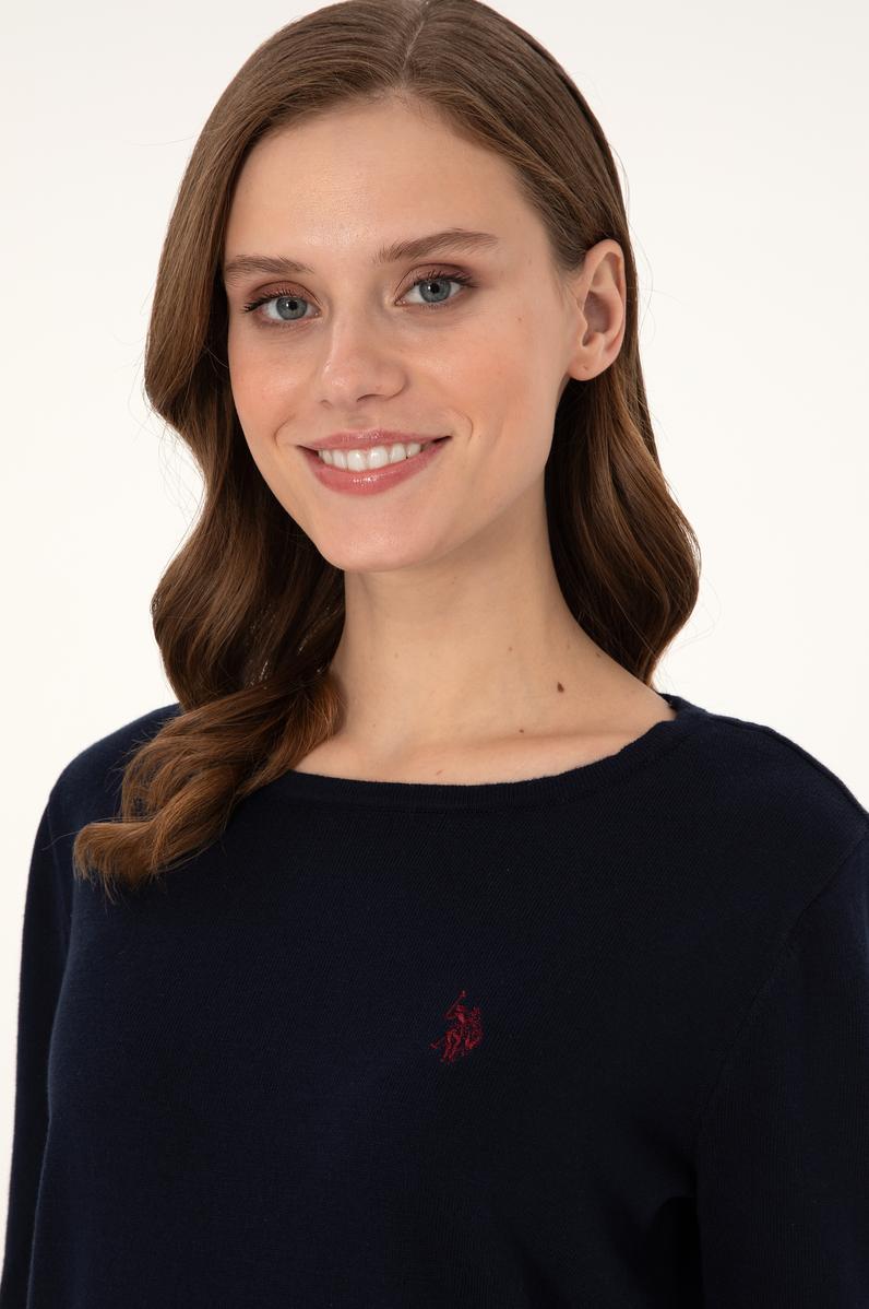 Kadın Lacivert Bisiklet Yaka Kazak