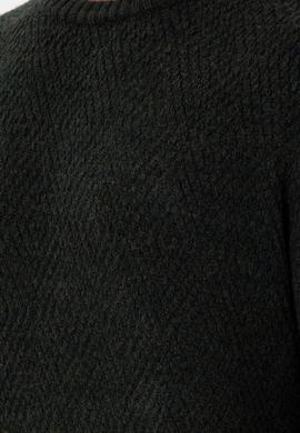 Erkek Regular Fit Bisiklet Yaka Koyu Yeşil Kazak - 50297049006