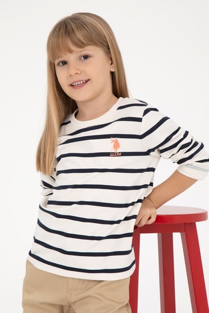 Kız Çocuk Krem Bisiklet Yaka Sweatshirt