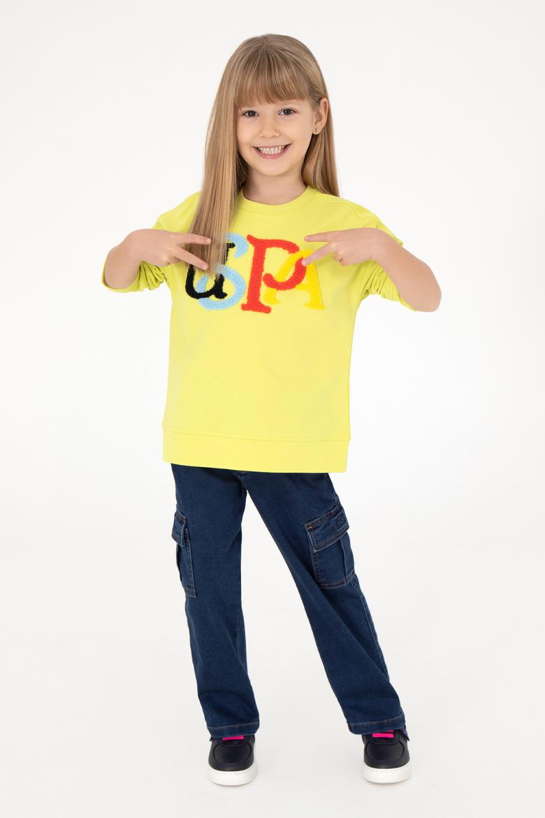 Kız Çocuk Fıstık Yeşili Bisiklet Yaka Sweatshirt - 50296285042