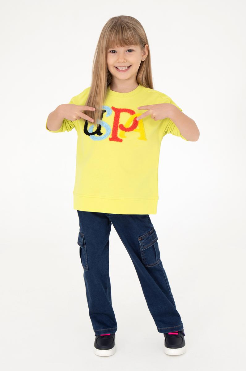 Kız Çocuk Fıstık Yeşili Bisiklet Yaka Sweatshirt