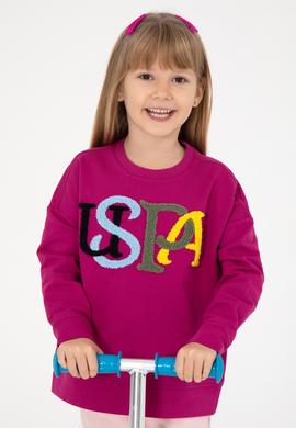 Kız Çocuk Fuşya Bisiklet Yaka Sweatshirt - 50296285028