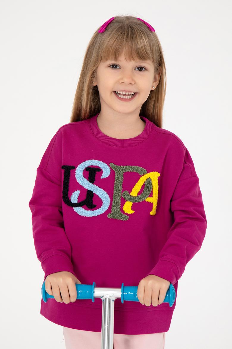 Kız Çocuk Fuşya Bisiklet Yaka Sweatshirt