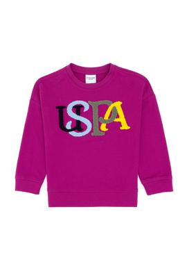 Kız Çocuk Fuşya Bisiklet Yaka Sweatshirt - 50296285028