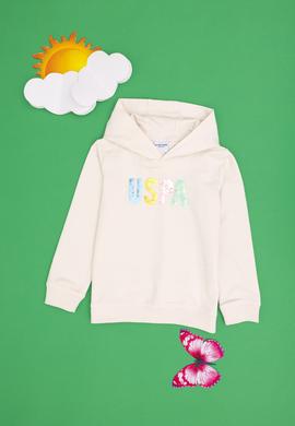 Kız Çocuk Krem Kapüşonlu Sweatshirt - 50296401013