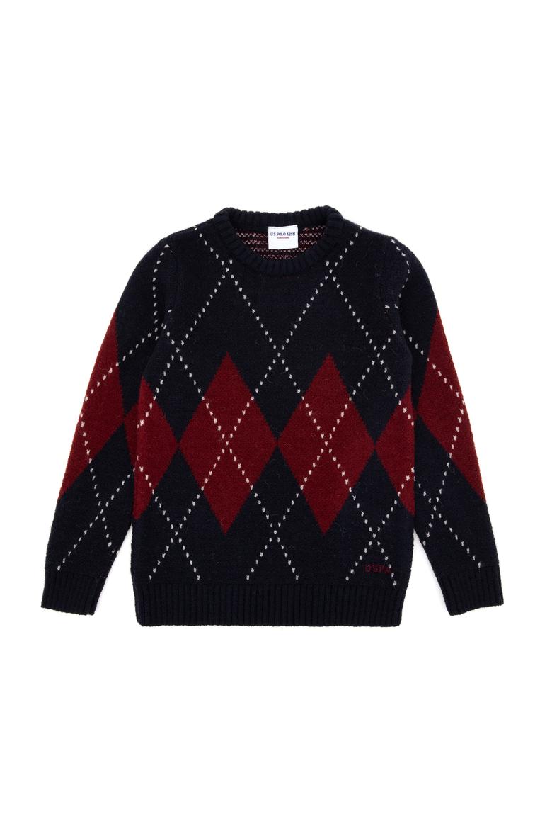 Erkek Çocuk Lacivert Bisiklet Yaka Kazak