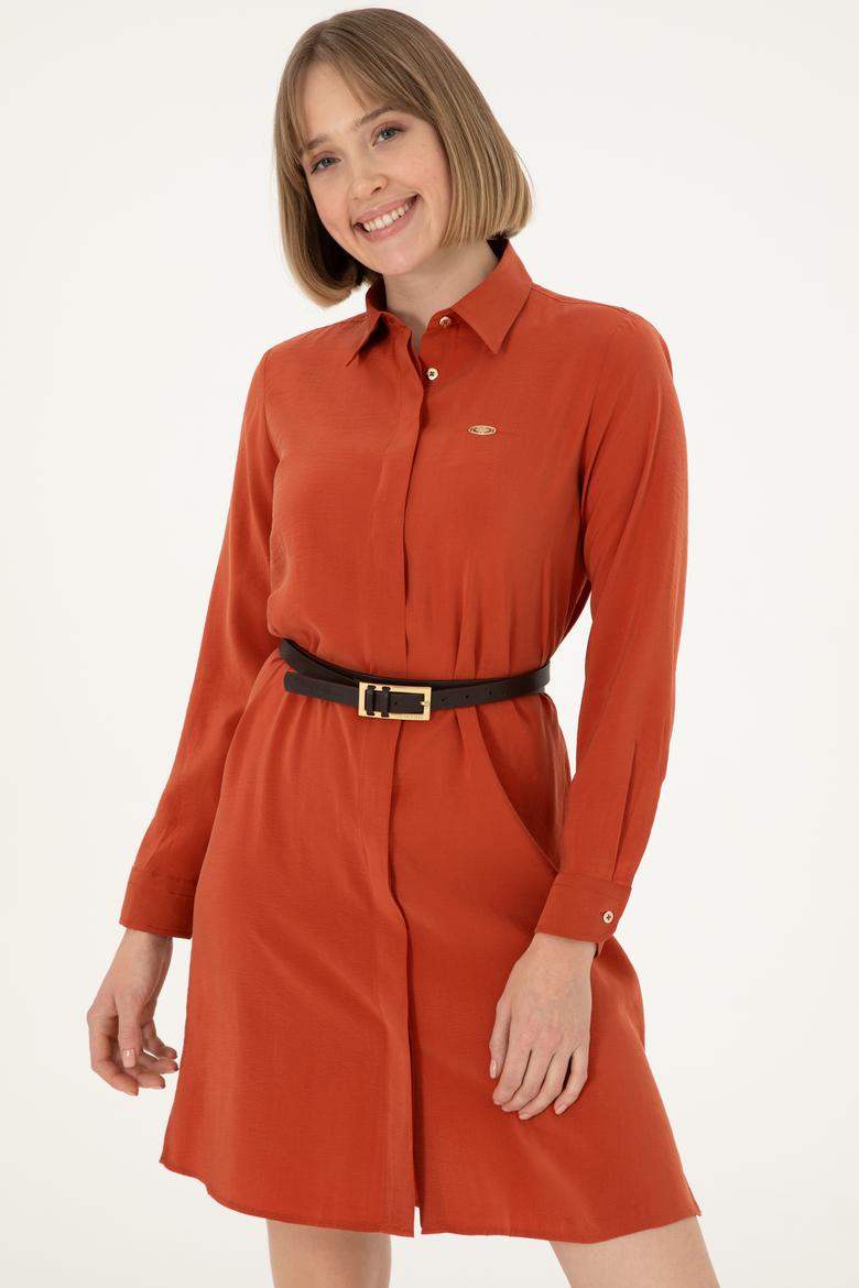 Kadın Kiremit Dokuma Elbise - 50298056005