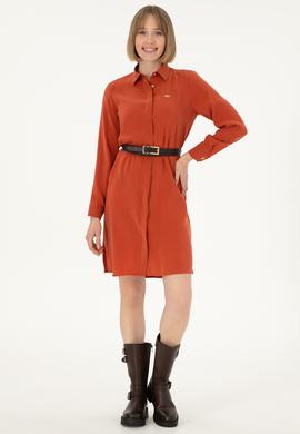 Kadın Kiremit Dokuma Elbise - 50298056005