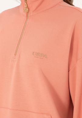 Kadın Somon Dik Yaka Fermuarlı Sweatshirt - 50297316022