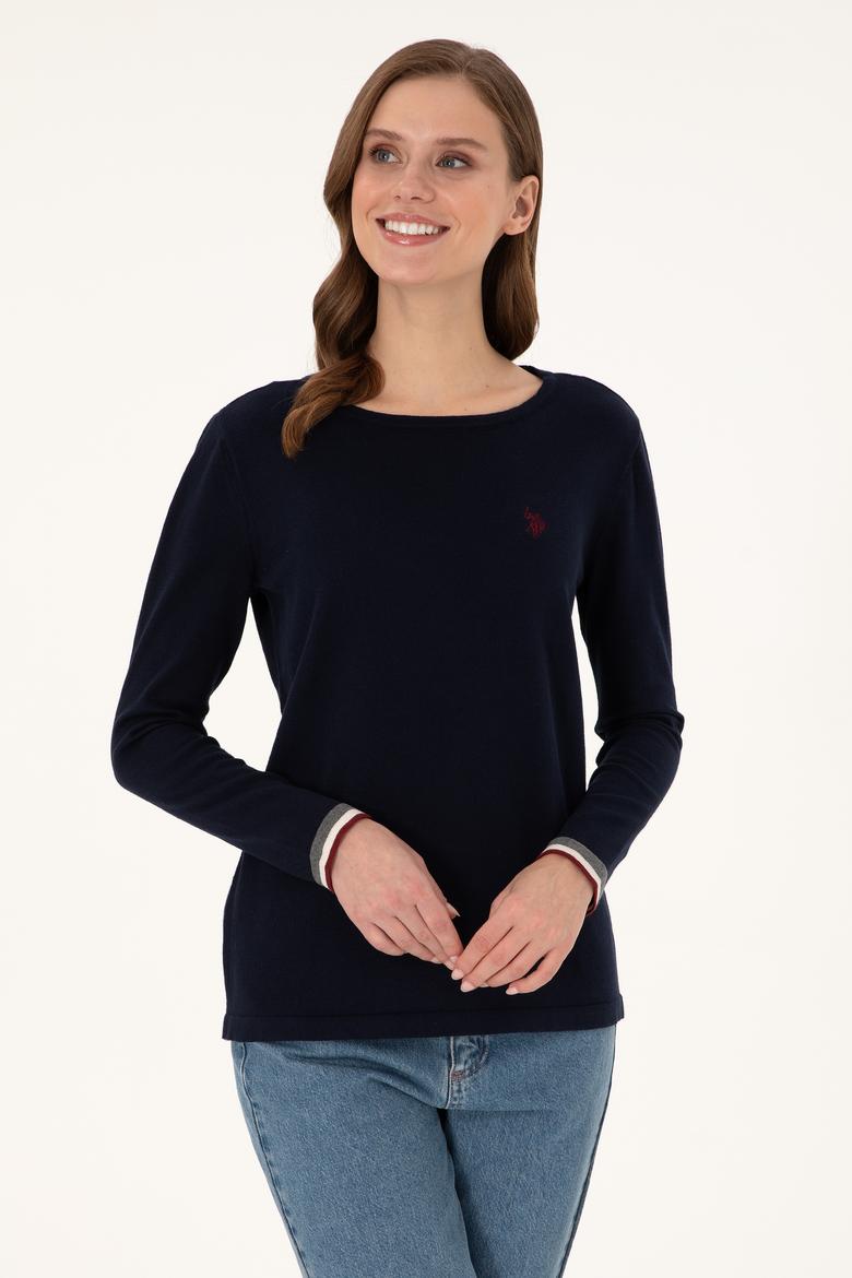 Kadın Lacivert Bisiklet Yaka Kazak