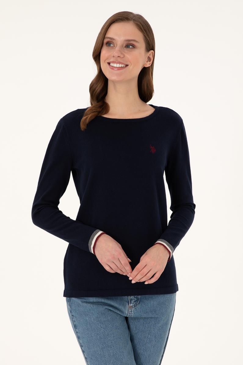 Kadın Lacivert Bisiklet Yaka Kazak