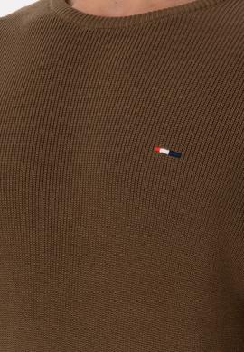 Erkek Slim Fit Bisiklet Yaka Haki Basic Kazak - 50298282048