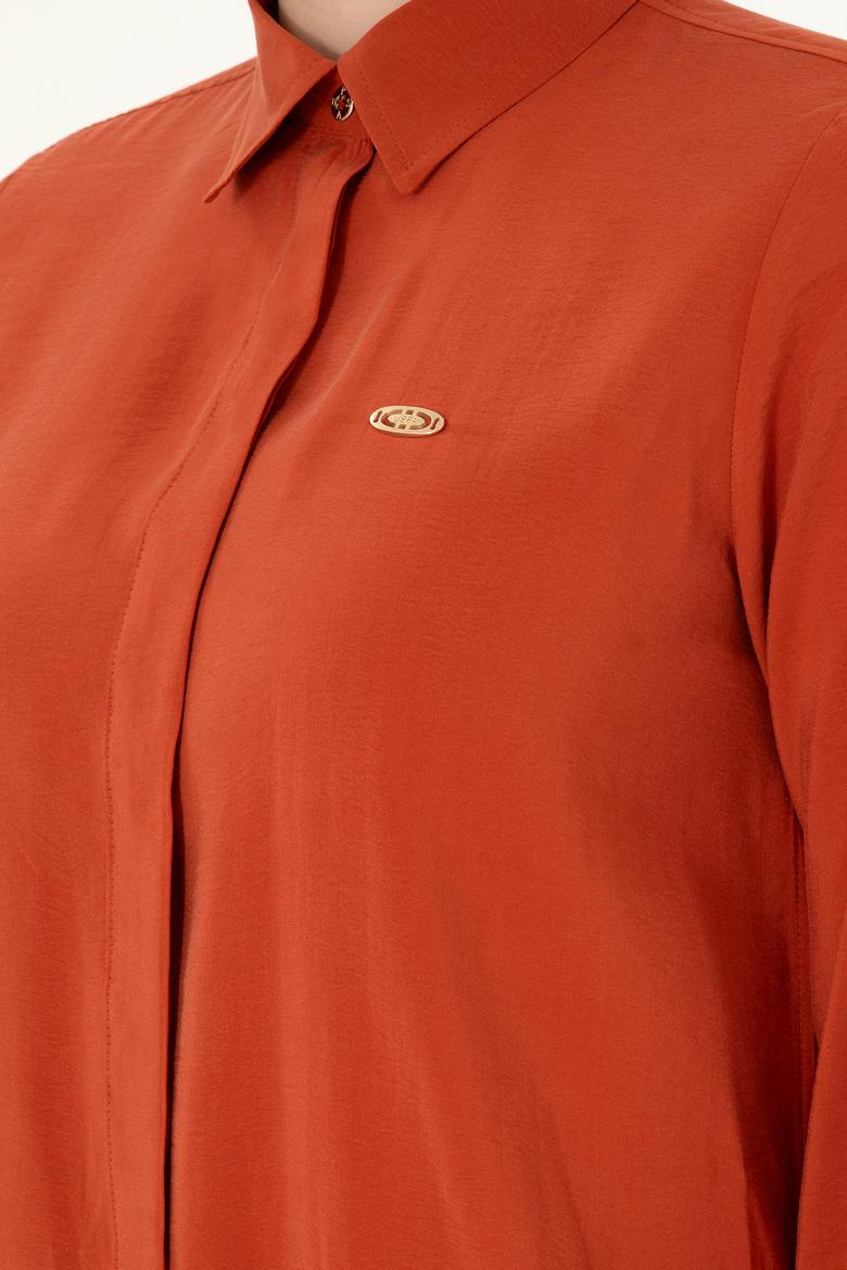 Kadın Kiremit Dokuma Elbise - 50298056005