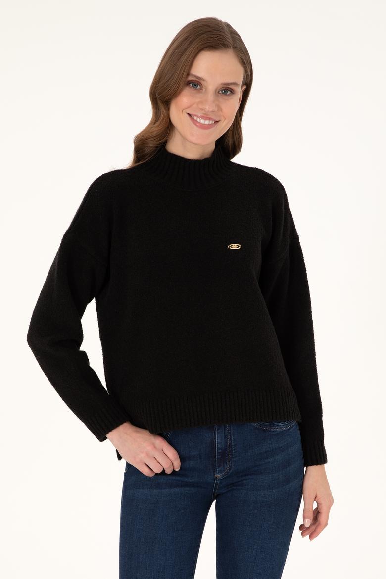 Kadın Lacivert Balıkçı Yaka Kazak