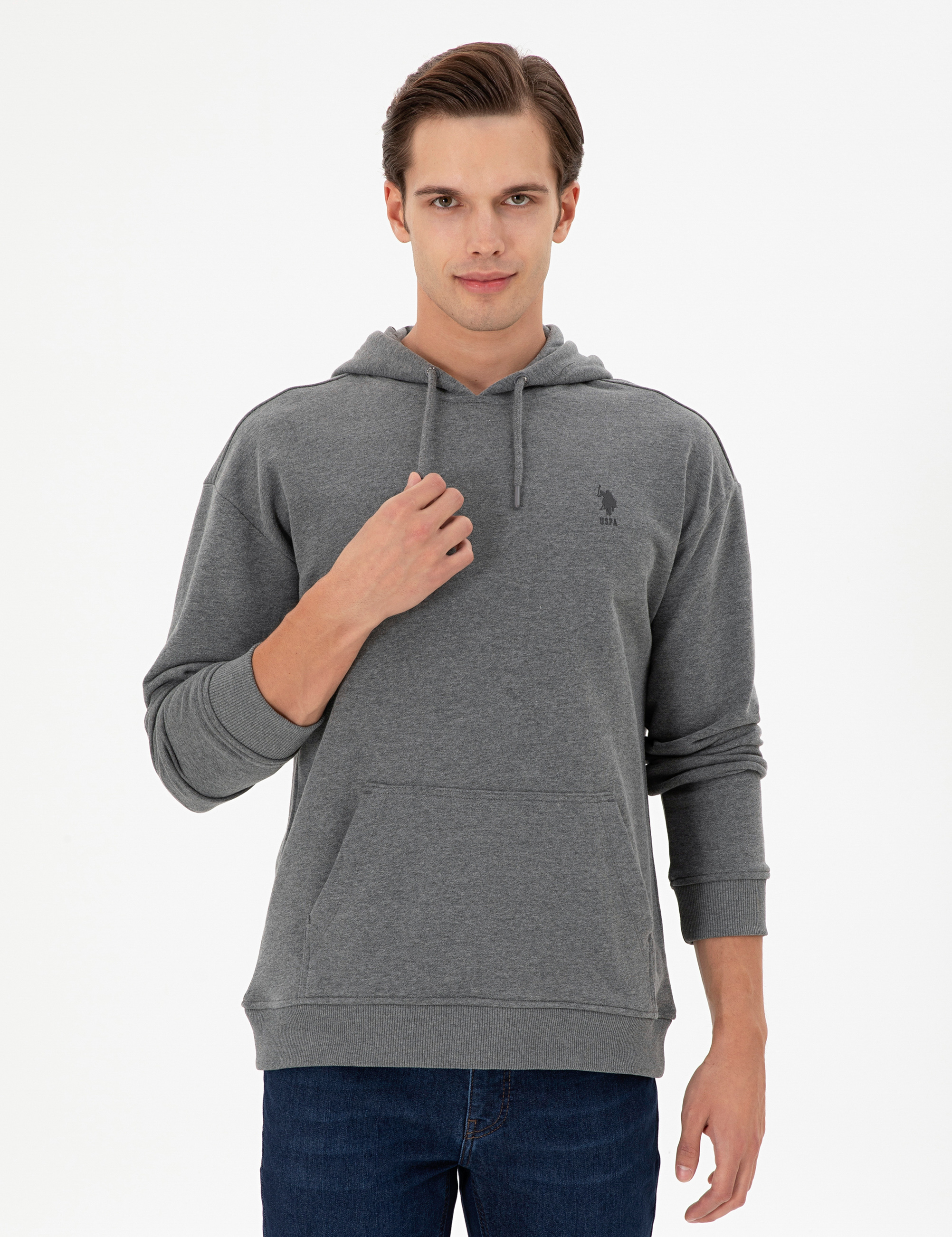 Erkek Antrasit Melanj Basic Sweatshirt - Image 1