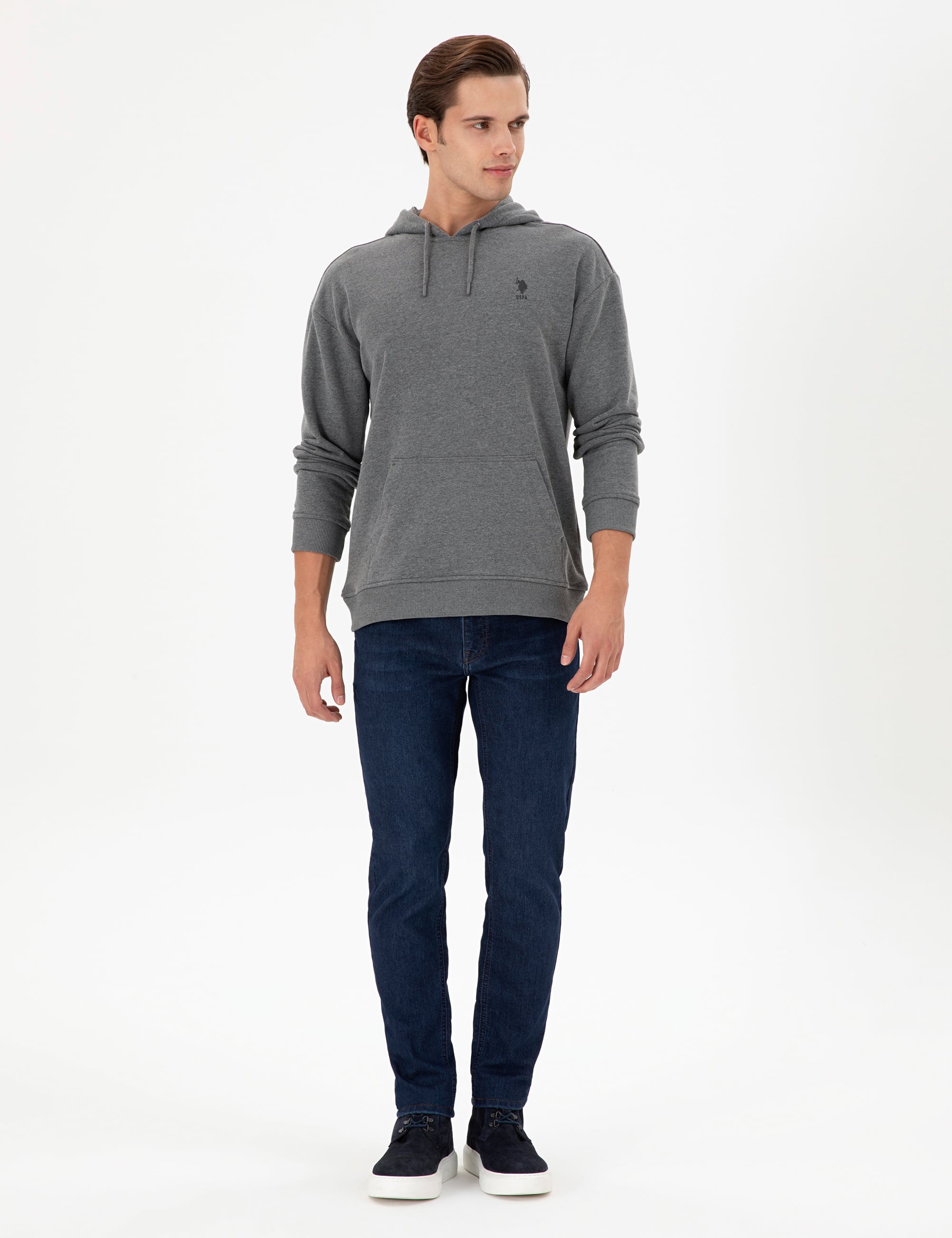Erkek Antrasit Melanj Basic Sweatshirt - Image 4
