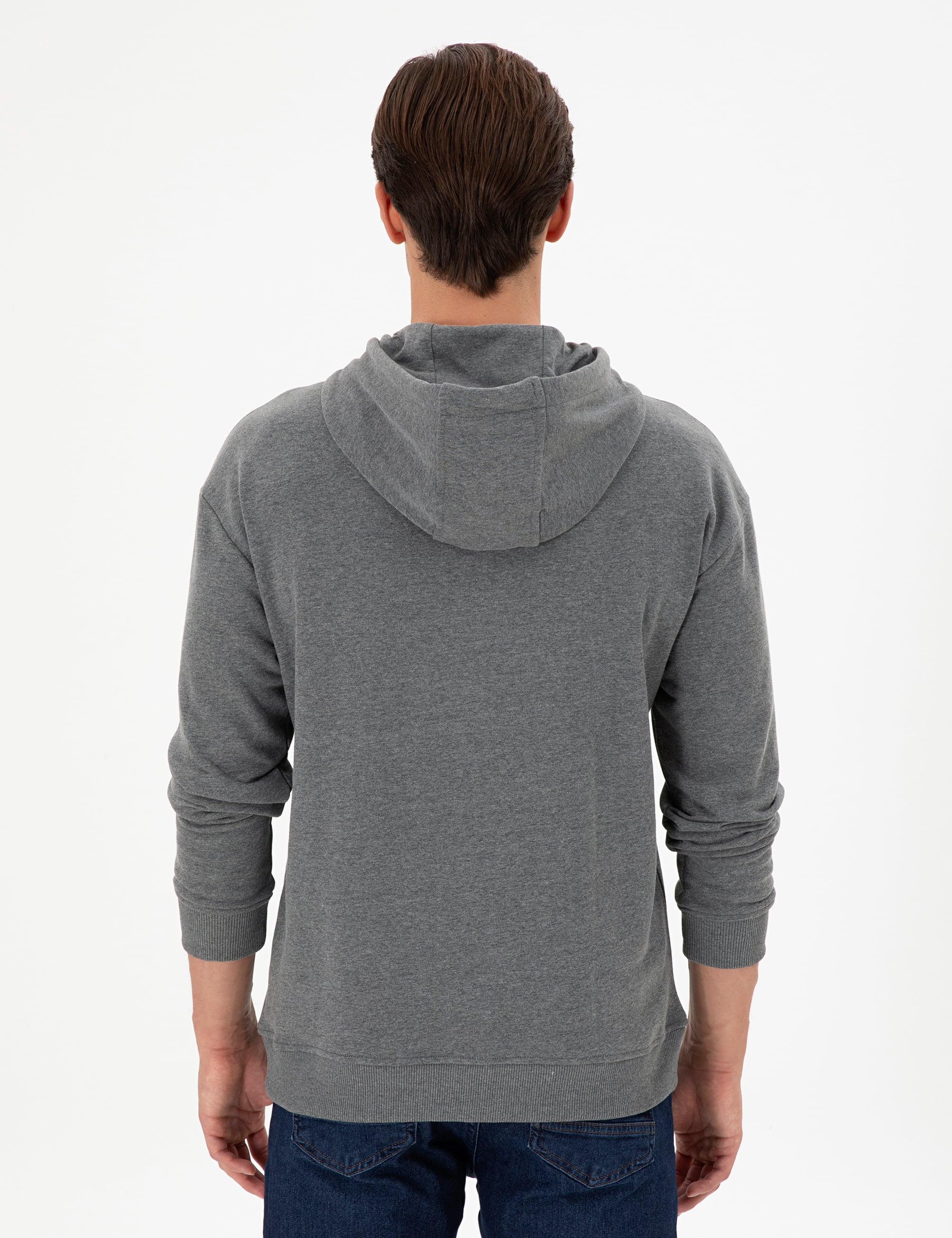 Erkek Antrasit Melanj Basic Sweatshirt - Image 5