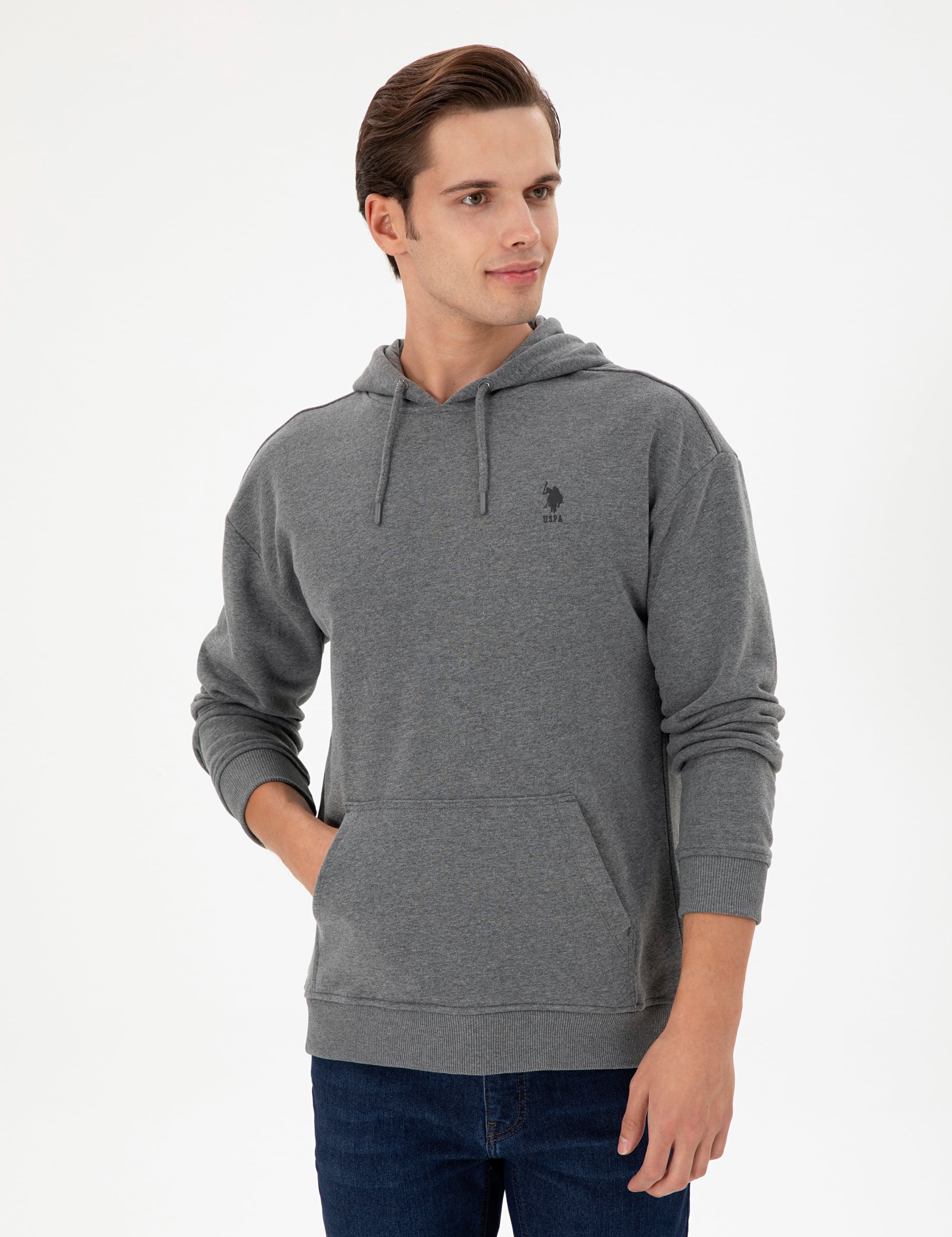 Erkek Antrasit Melanj Basic Sweatshirt - Image 3