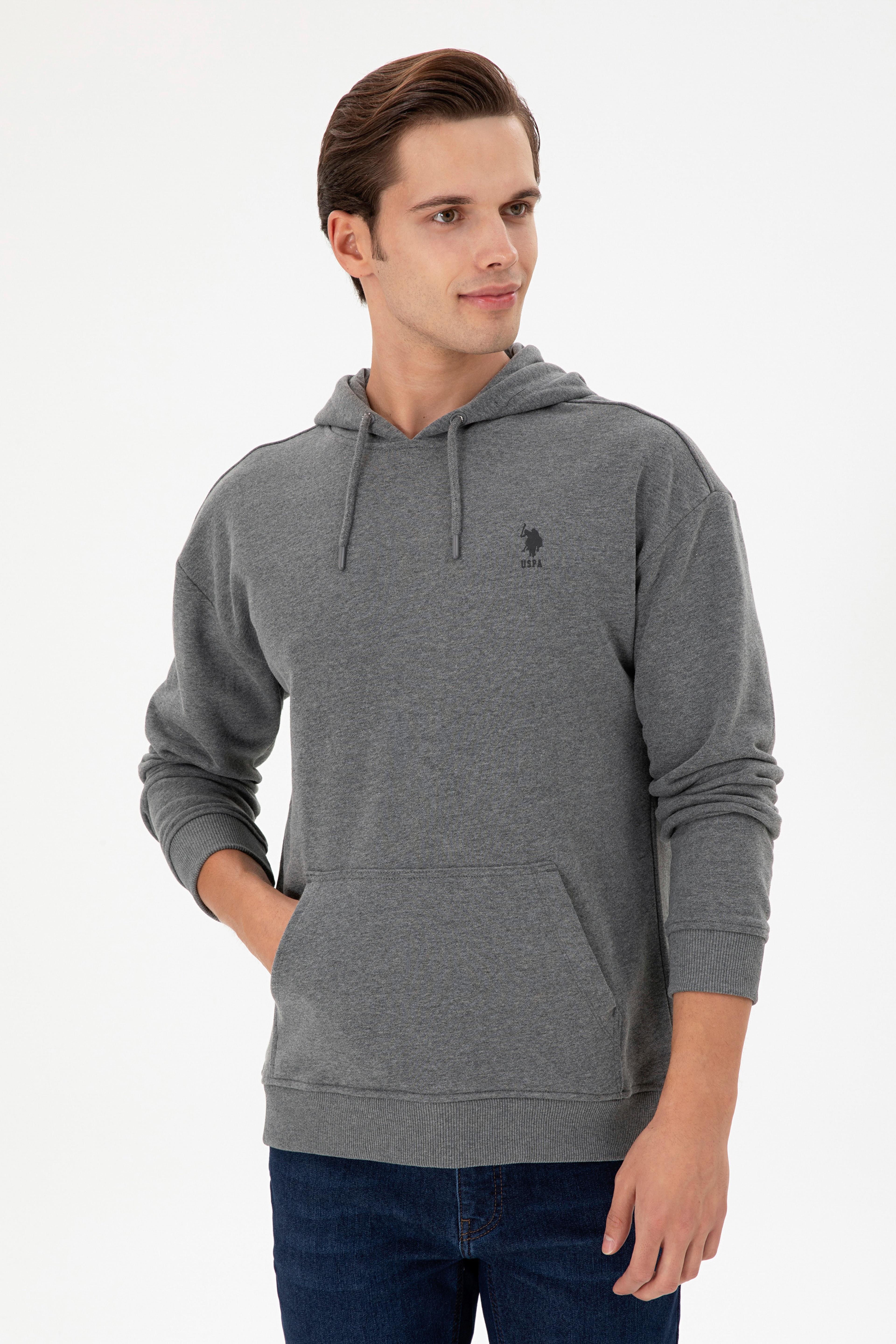 Erkek Antrasit Melanj Basic Sweatshirt