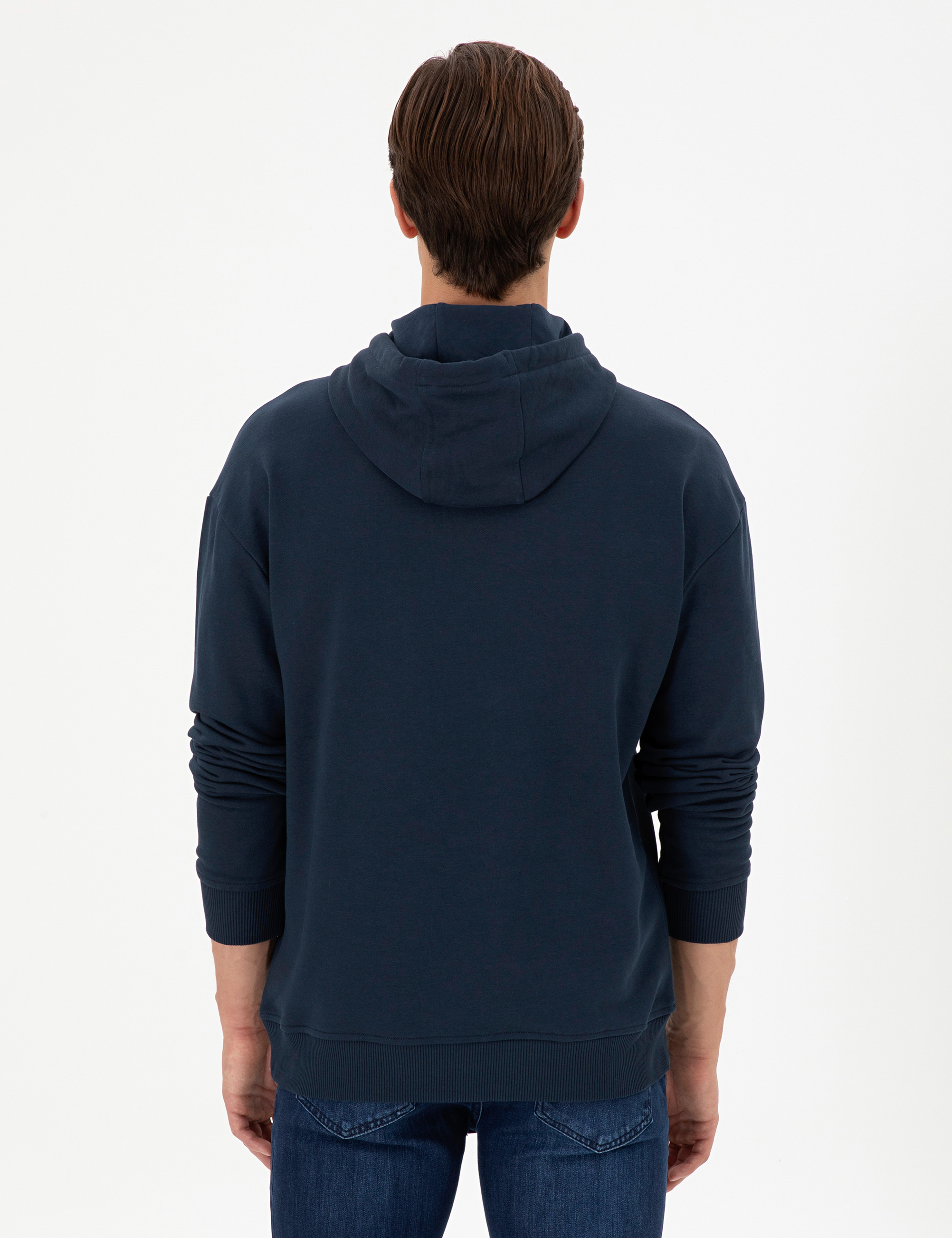 Erkek Lacivert Basic Sweatshirt - Image 5