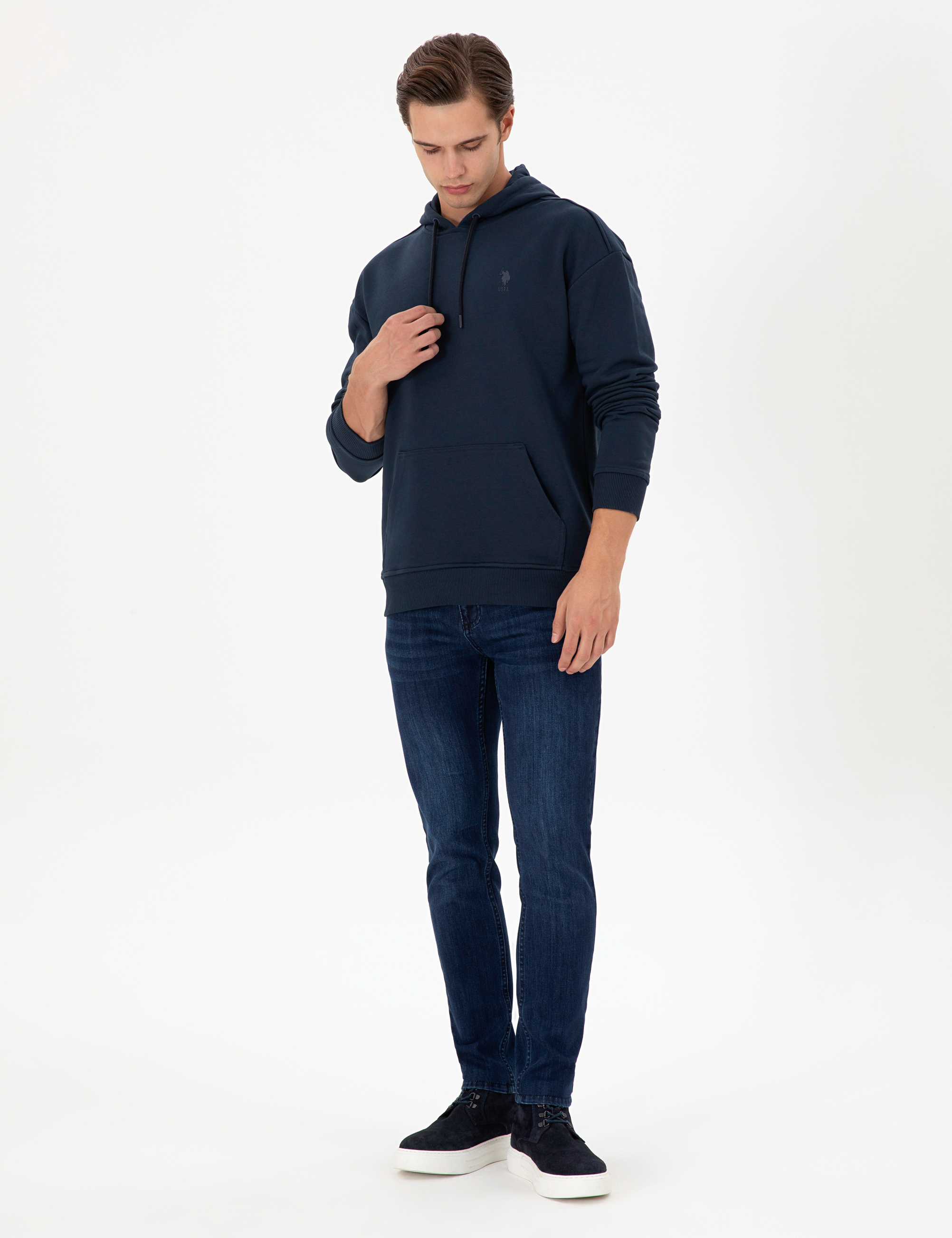 Erkek Lacivert Basic Sweatshirt - Image 4