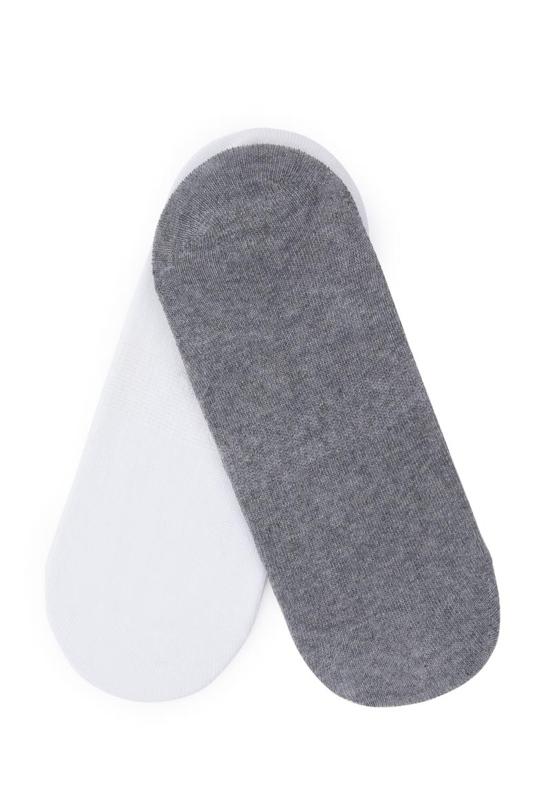 Kadın Gri Beyaz 2'li Babet Çorabı - 50299024002