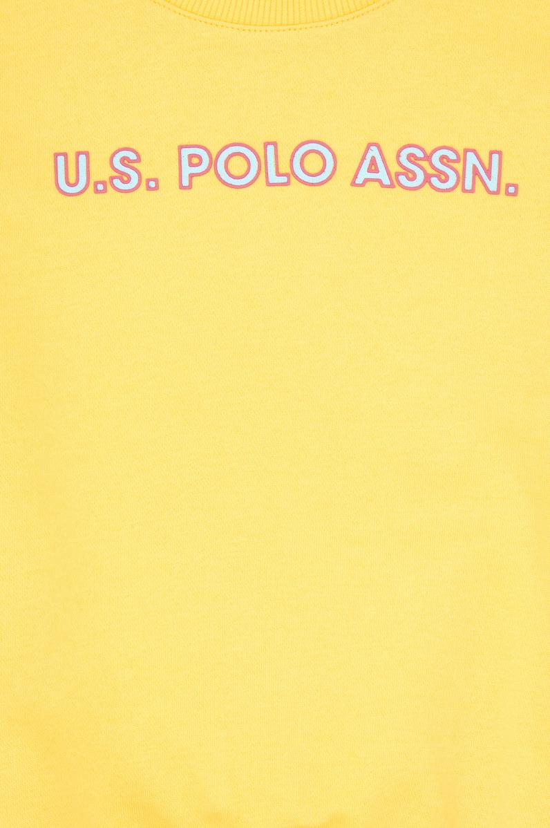 Kız Çocuk Sarı Bisiklet Yaka Şardonlu Sweatshirt