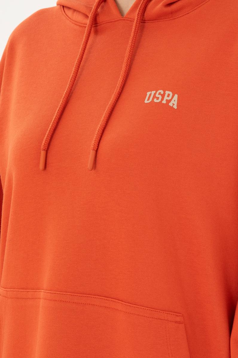 Kadın Kiremit Kapüşonlu Basic Sweatshirt