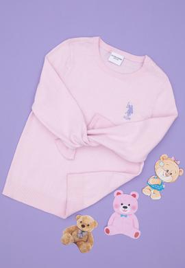 Kız Çocuk Pembe Bisiklet Yaka Basic Kazak - 50288945120