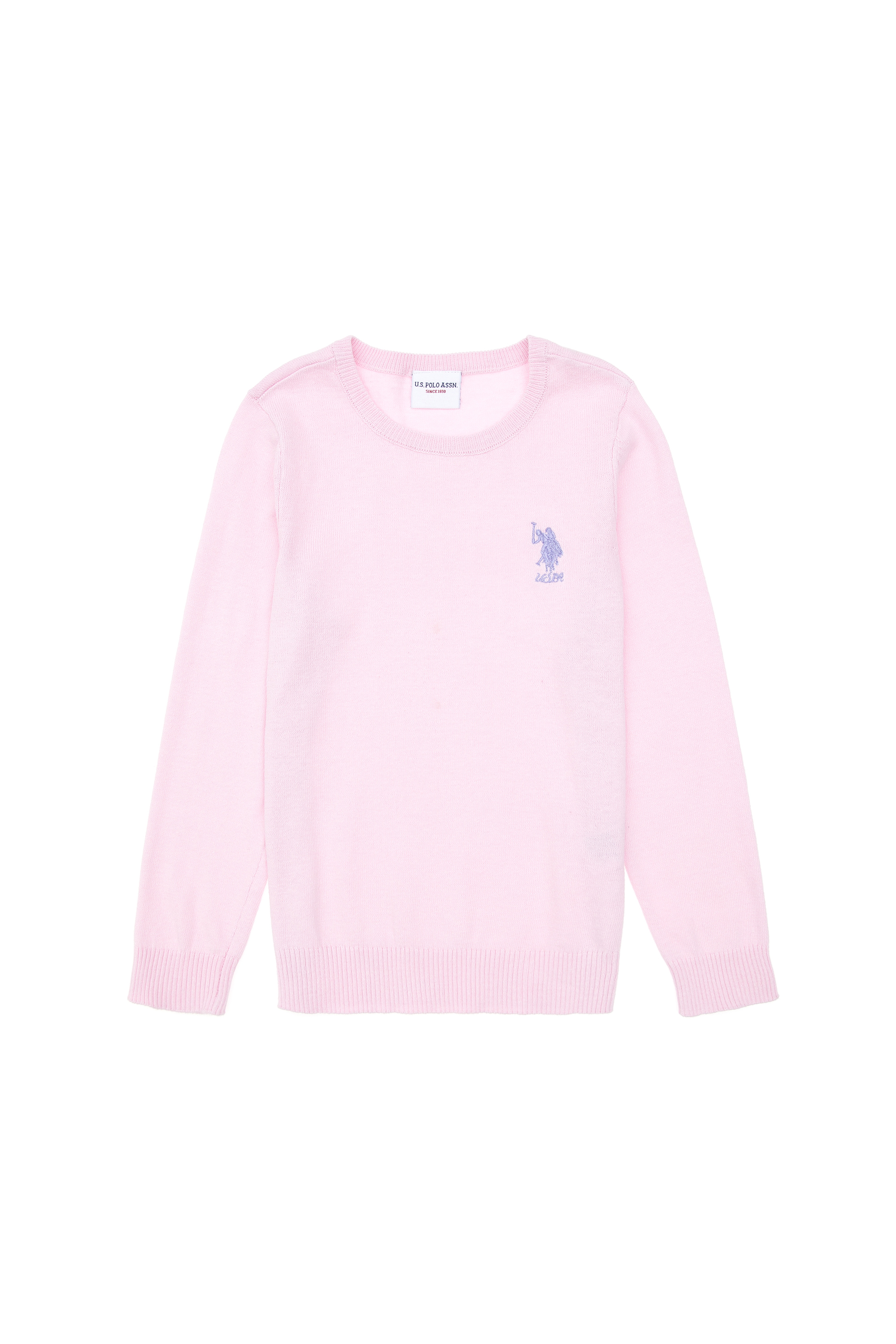 Kız Çocuk Pembe Bisiklet Yaka Basic Kazak