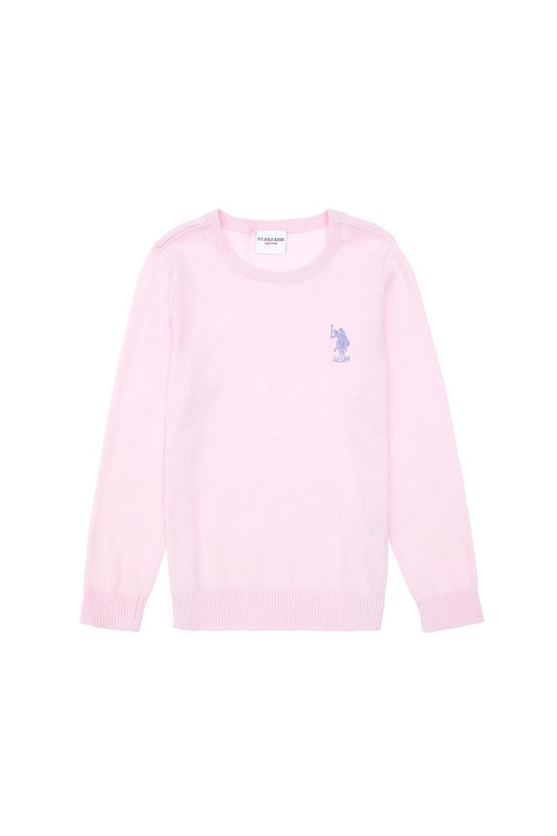 Kız Çocuk Pembe Bisiklet Yaka Basic Kazak - 50288945120